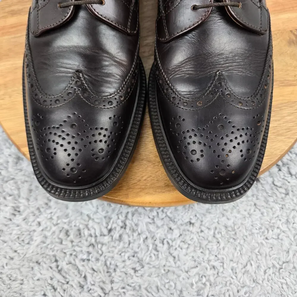 J. Crew Mens 11 Gifford Brown Leather Wingtip Medallion Brogue Derby Dress Shoe